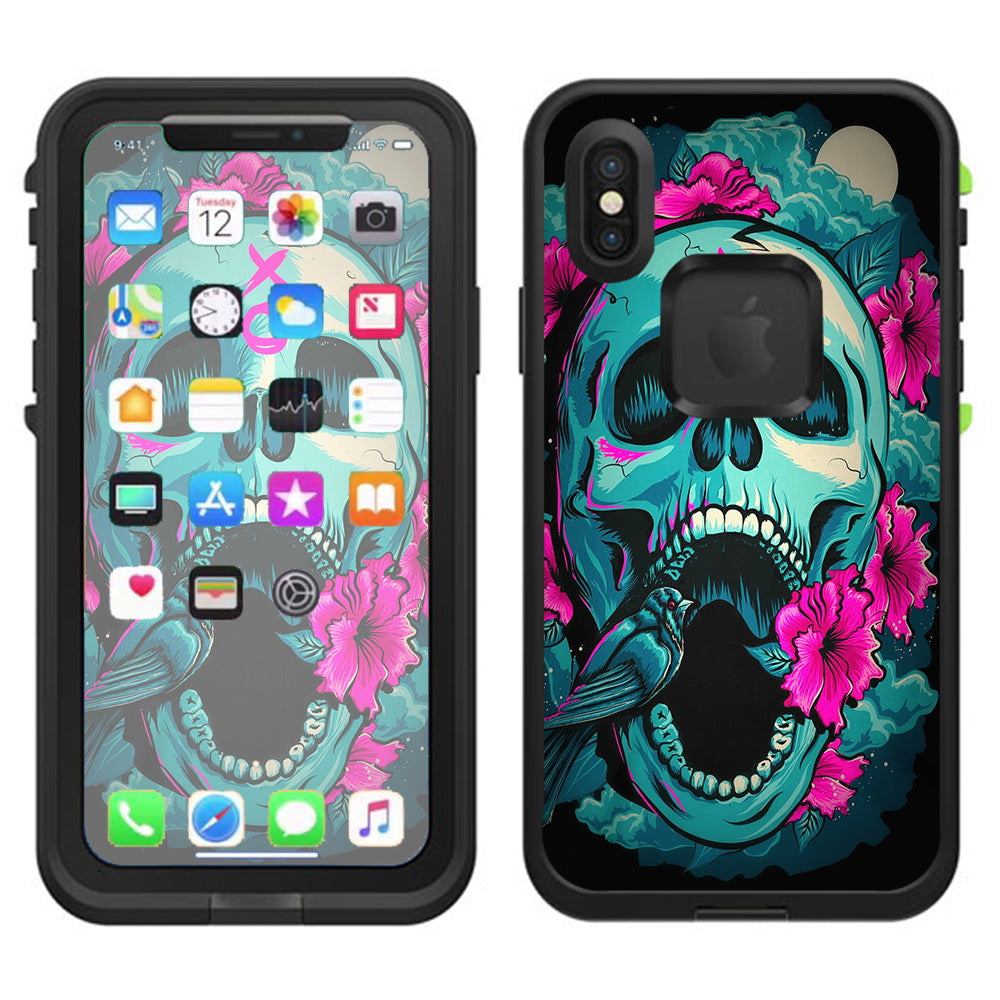  Skull Dia De Los Muertos Design Bird Lifeproof Fre Case iPhone X Skin