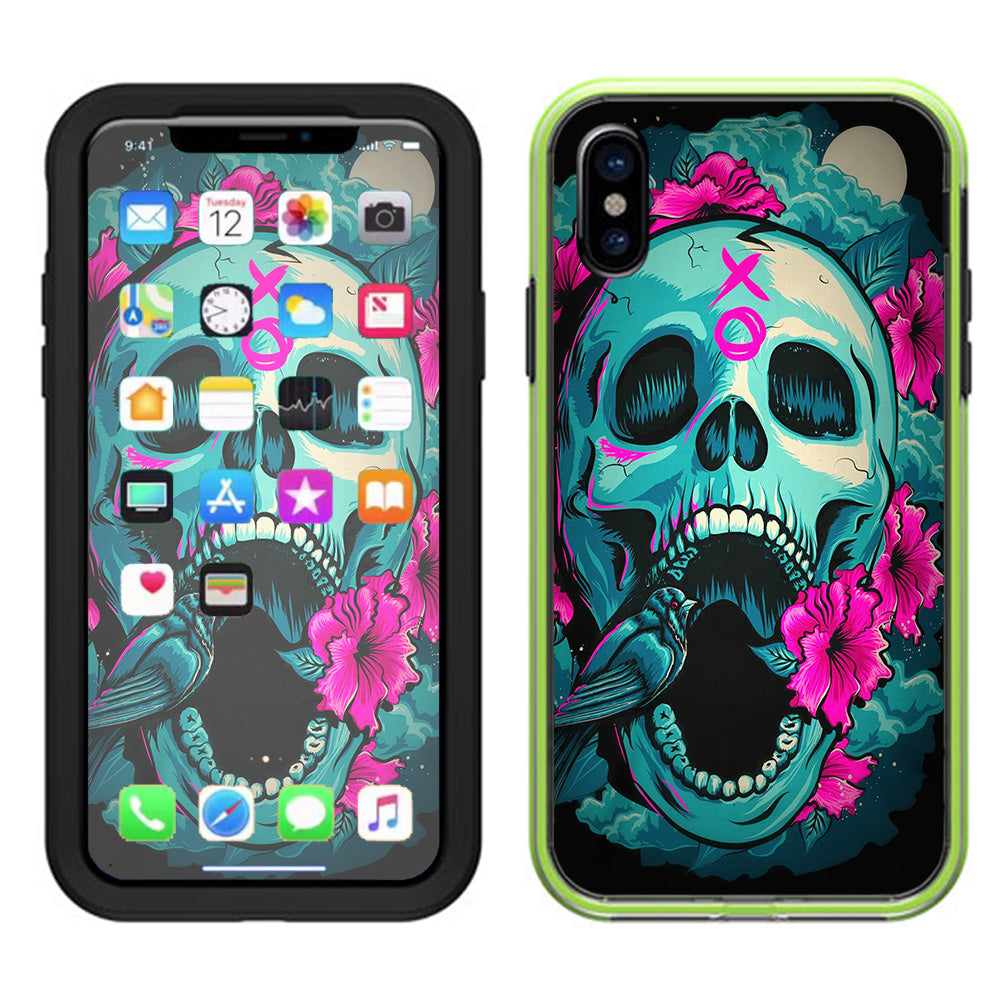  Skull Dia De Los Muertos Design Bird Lifeproof Slam Case iPhone X Skin