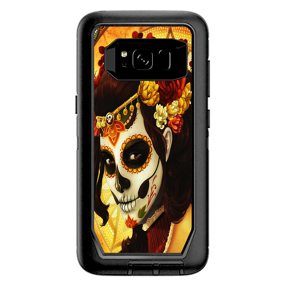  Skull Girl Dia De Los Muertos Paint Otterbox Defender Samsung Galaxy S8 Skin