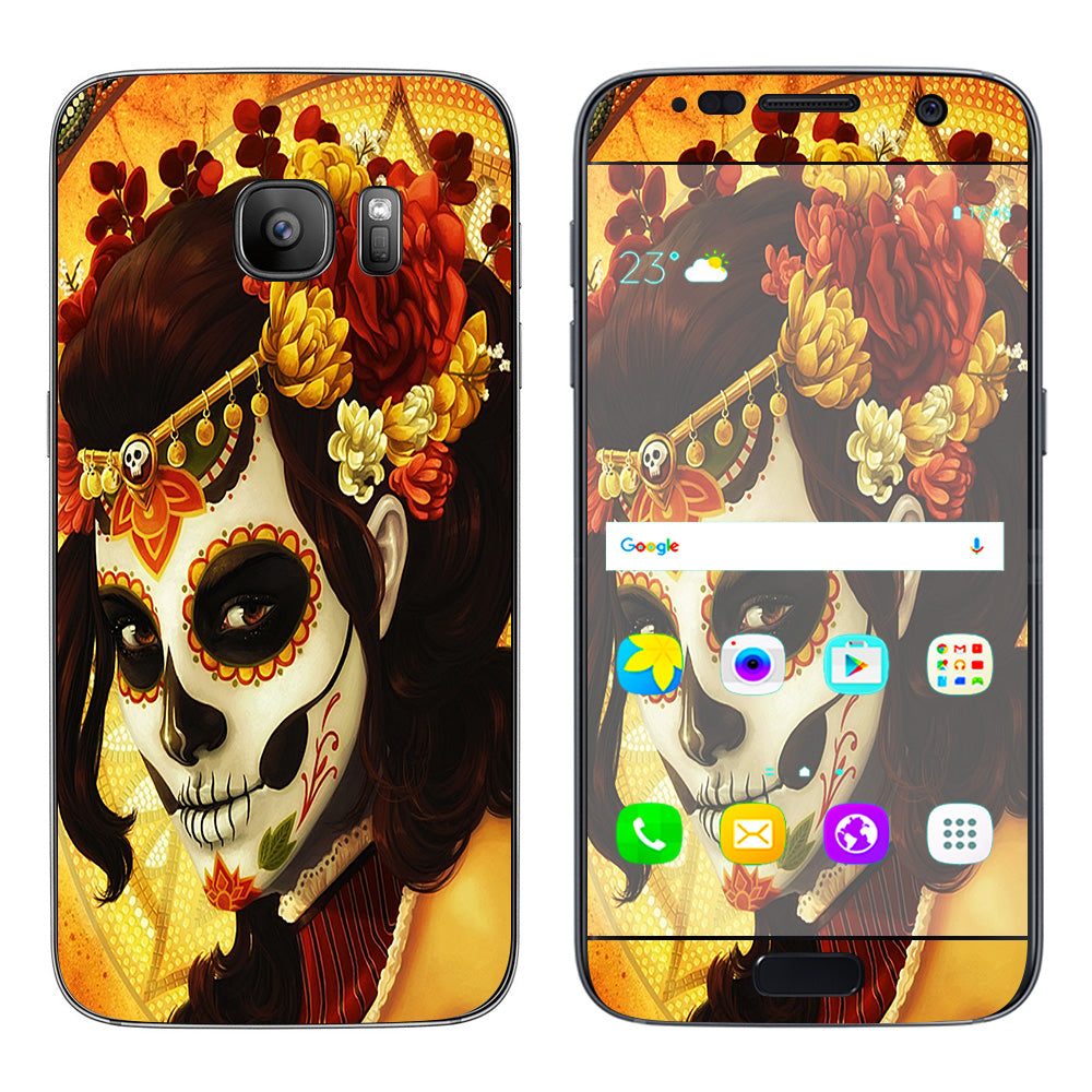  Skull Girl Dia De Los Muertos Paint Samsung Galaxy S7 Skin