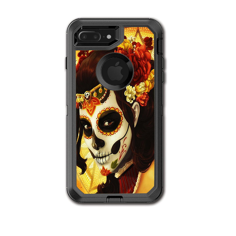  Skull Girl Dia De Los Muertos Paint Otterbox Defender iPhone 7+ Plus or iPhone 8+ Plus Skin