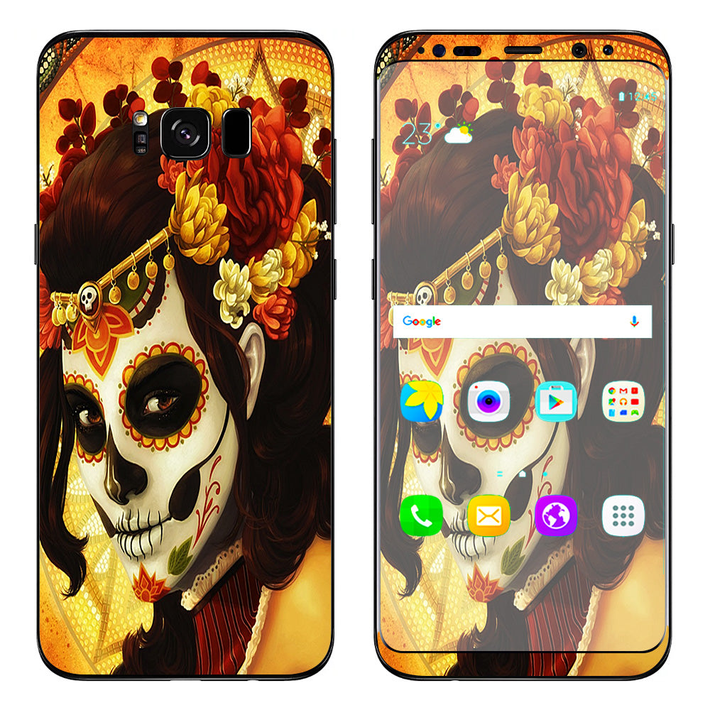  Skull Girl Dia De Los Muertos Paint Samsung Galaxy S8 Skin