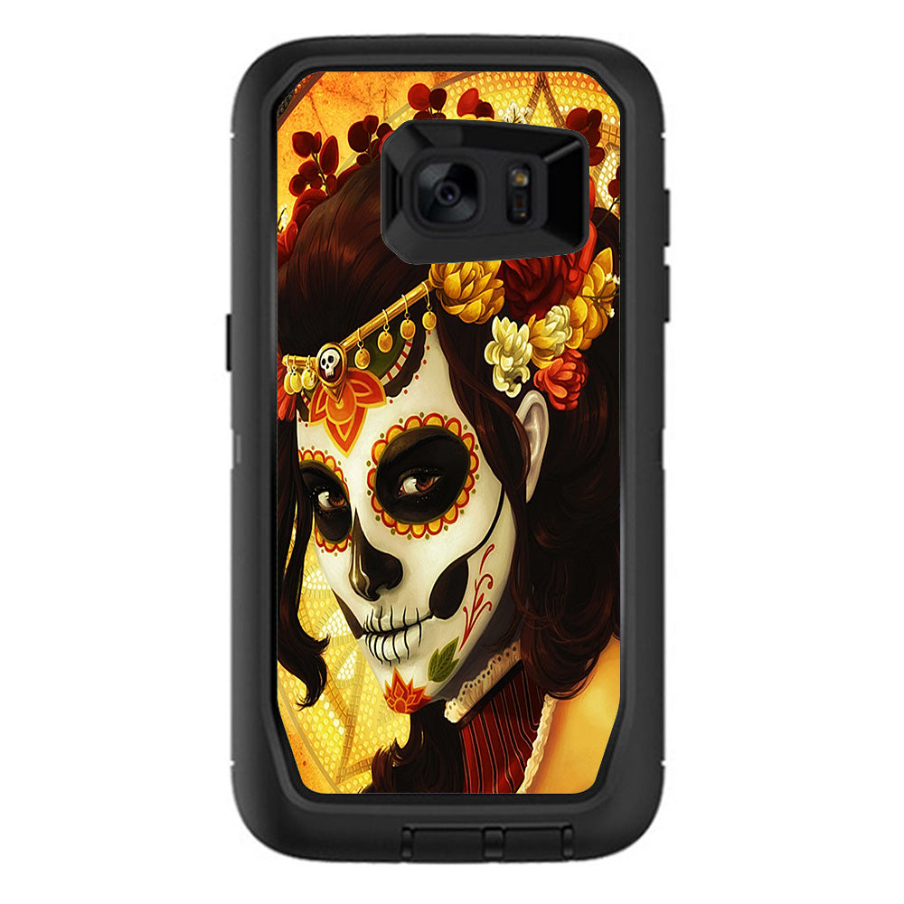 Skull Girl Dia De Los Muertos Paint Otterbox Defender Samsung Galaxy S7 Edge Skin