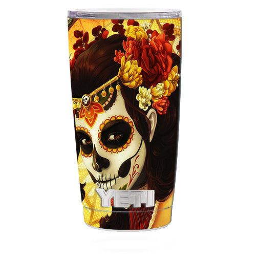  Skull Girl Dia De Los Muertos Paint Yeti 20oz Rambler Tumbler Skin