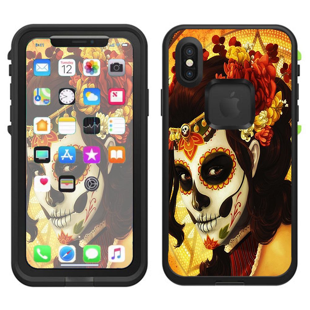  Skull Girl Dia De Los Muertos Paint Lifeproof Fre Case iPhone X Skin