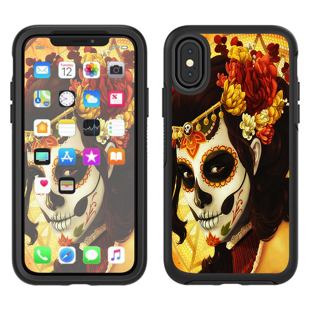  Skull Girl Dia De Los Muertos Paint Otterbox Defender Apple iPhone X Skin