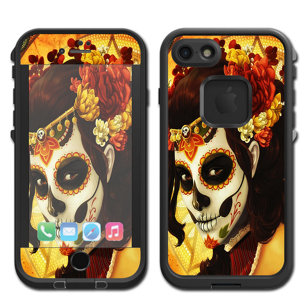  Skull Girl Dia De Los Muertos Paint Lifeproof Fre iPhone 7 or iPhone 8 Skin