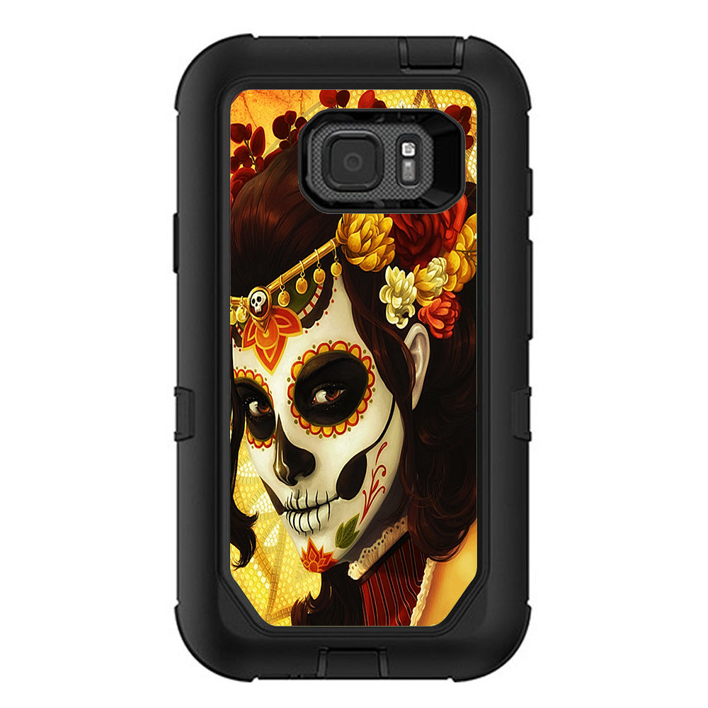  Skull Girl Dia De Los Muertos Paint Otterbox Defender Samsung Galaxy S7 Active Skin