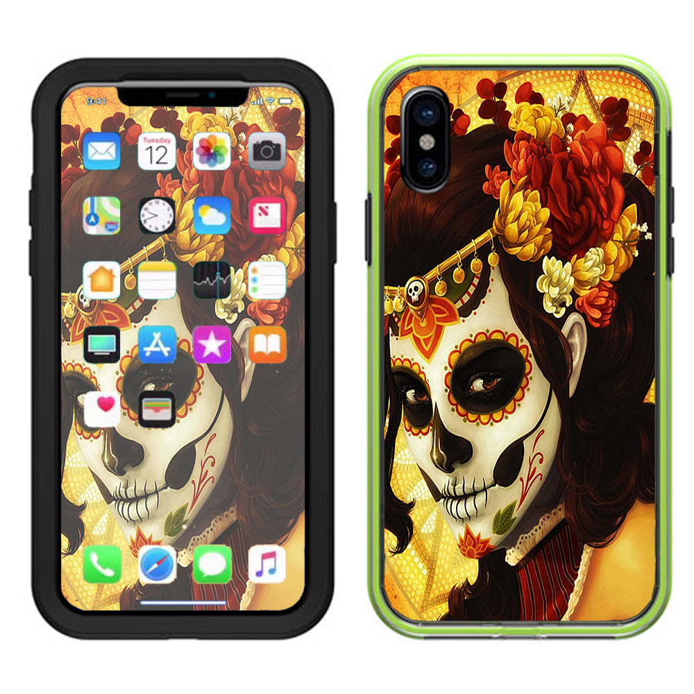  Skull Girl Dia De Los Muertos Paint Lifeproof Slam Case iPhone X Skin