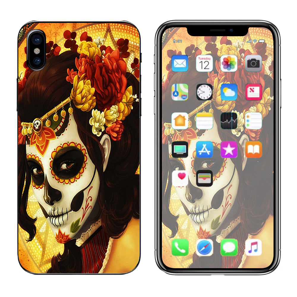  Skull Girl Dia De Los Muertos Paint Apple iPhone X Skin