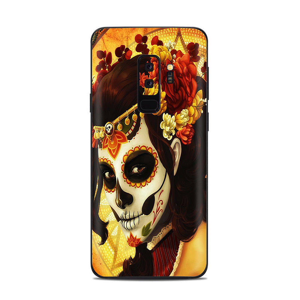  Skull Girl Dia De Los Muertos Paint Samsung Galaxy S9 Plus Skin