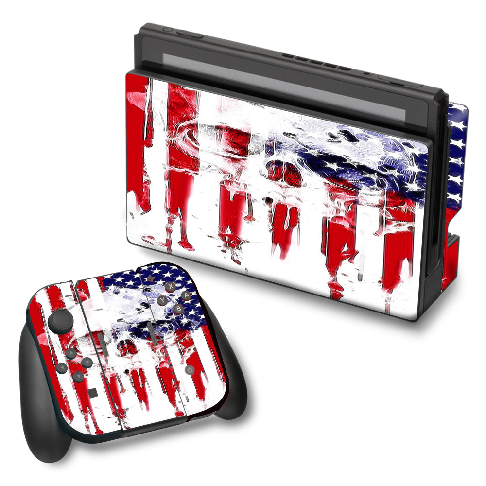  U.S.A. Flag Skull Drip Nintendo Switch Skin