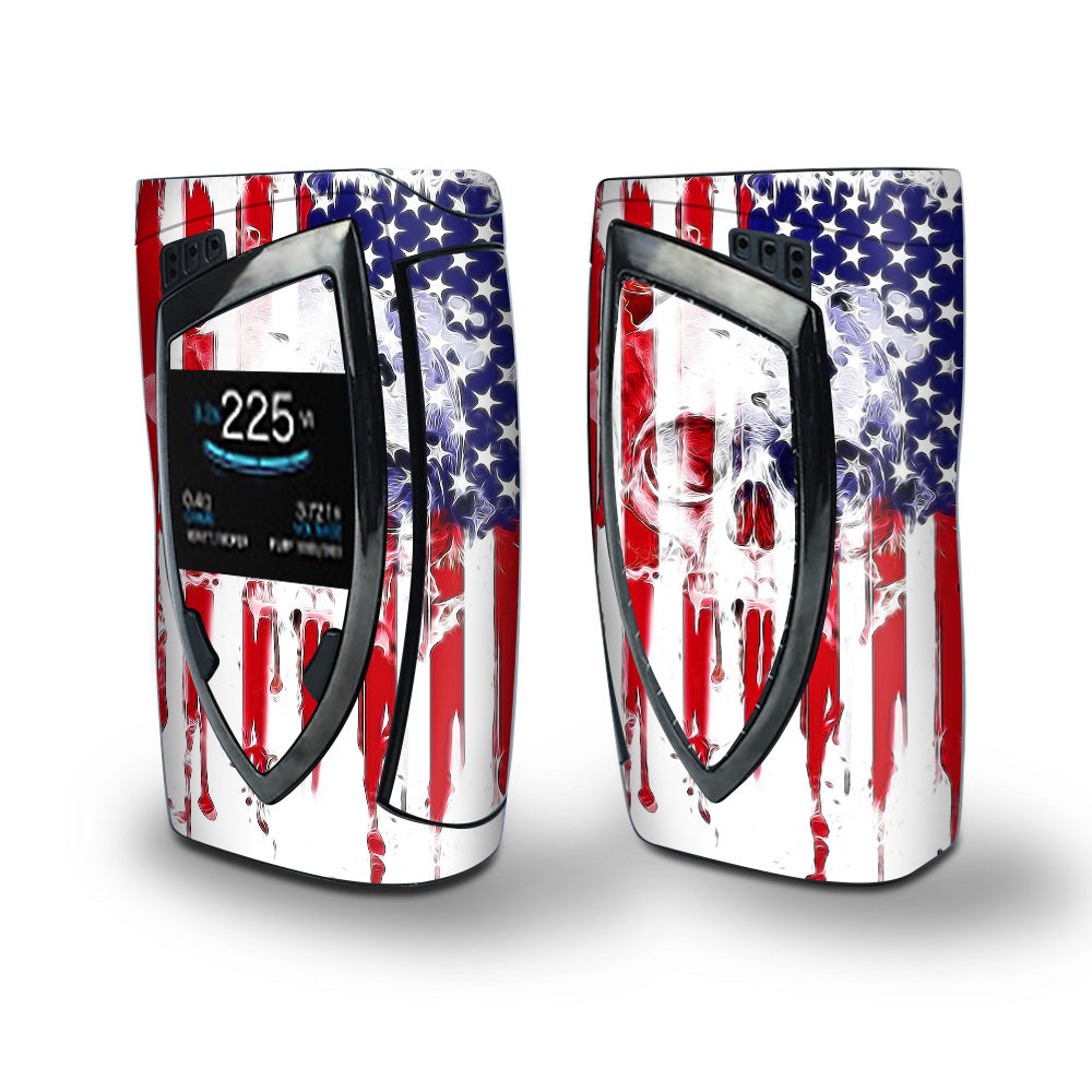 Skin Decal Vinyl Wrap for Smok Devilkin Kit 225w Vape (includes TFV12 Prince Tank Skins) skins cover/ U.S.A. Flag Skull Drip