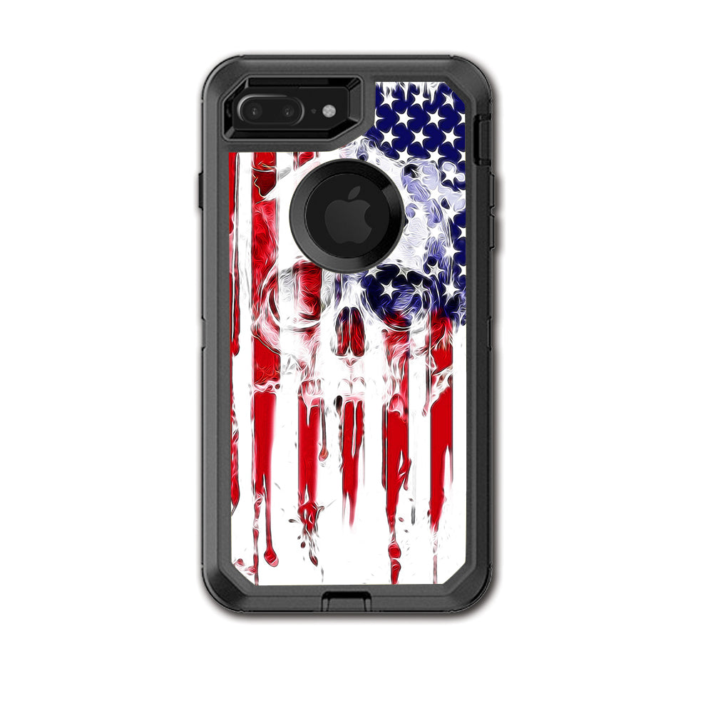  U.S.A. Flag Skull Drip Otterbox Defender iPhone 7+ Plus or iPhone 8+ Plus Skin