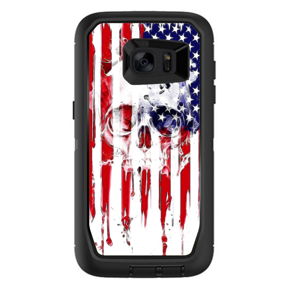  U.S.A. Flag Skull Drip Otterbox Defender Samsung Galaxy S7 Edge Skin