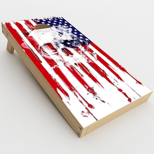 U.S.A. Flag Skull Drip Cornhole Game Boards  Skin