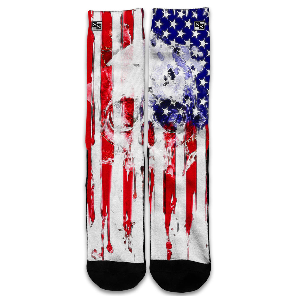  U.S.A. Flag Skull Drip Universal Socks