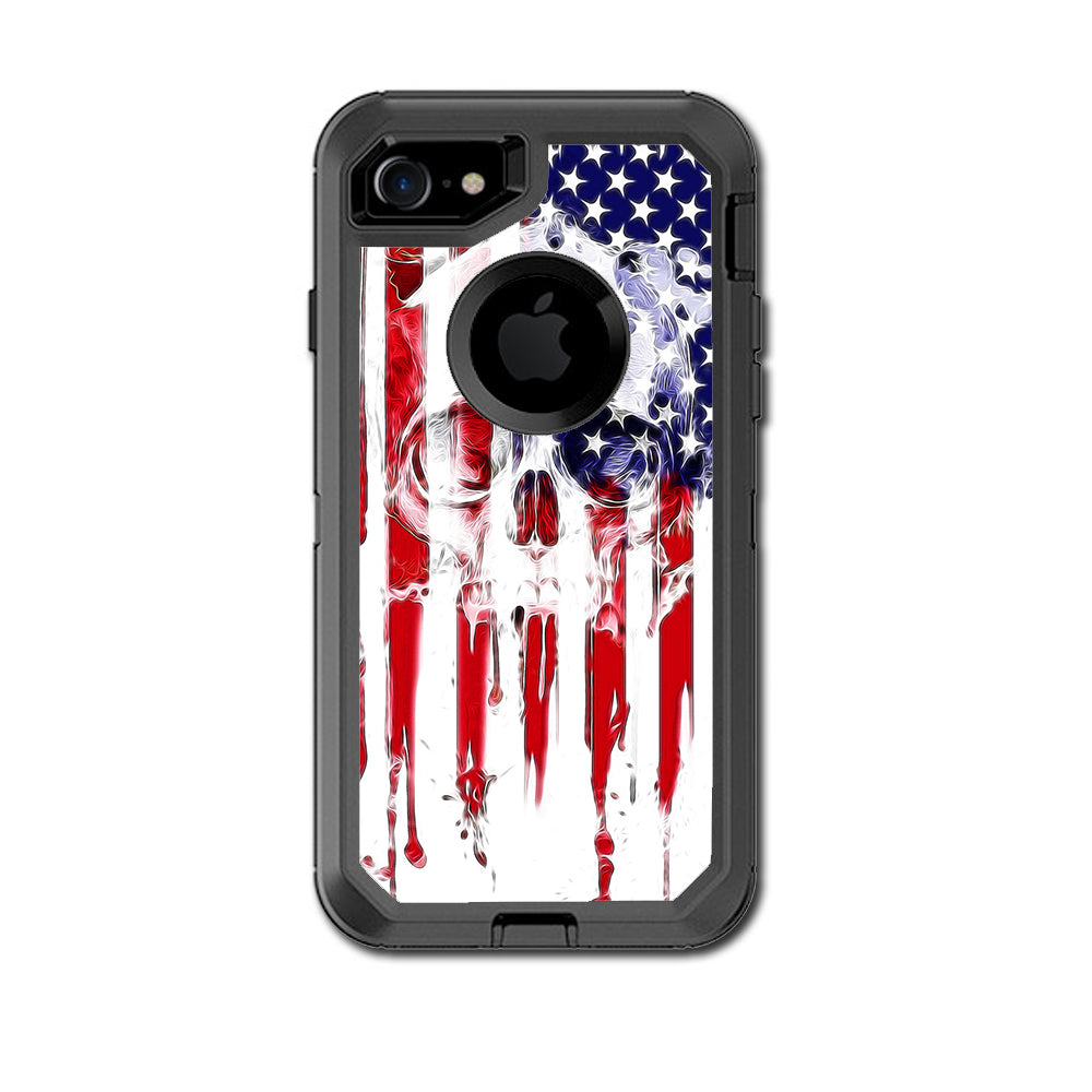  U.S.A. Flag Skull Drip Otterbox Defender iPhone 7 or iPhone 8 Skin