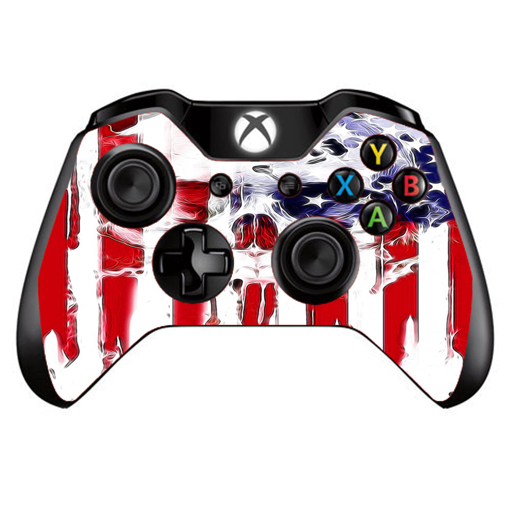  U.S.A. Flag Skull Drip Microsoft Xbox One Controller Skin