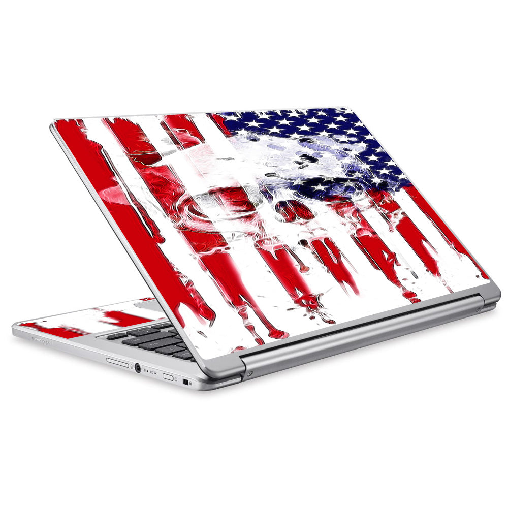  U.S.A. Flag Skull Drip Acer Chromebook R13 Skin