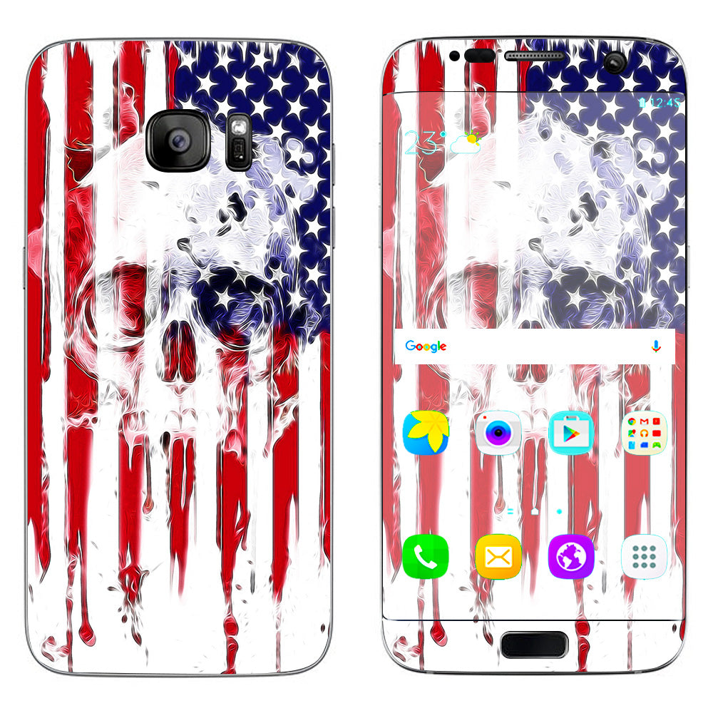  U.S.A. Flag Skull Drip Samsung Galaxy S7 Edge Skin