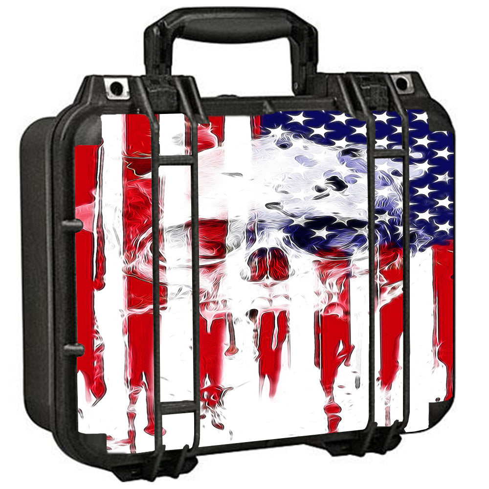  U.S.A. Flag Skull Drip Pelican Case 1400 Skin