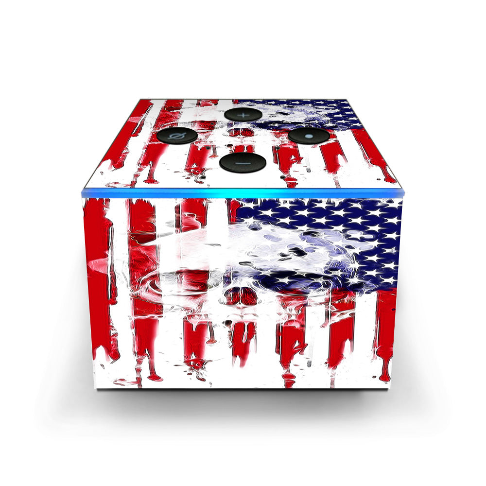 U.S.A. Flag Skull Drip Amazon Fire TV Cube Skin
