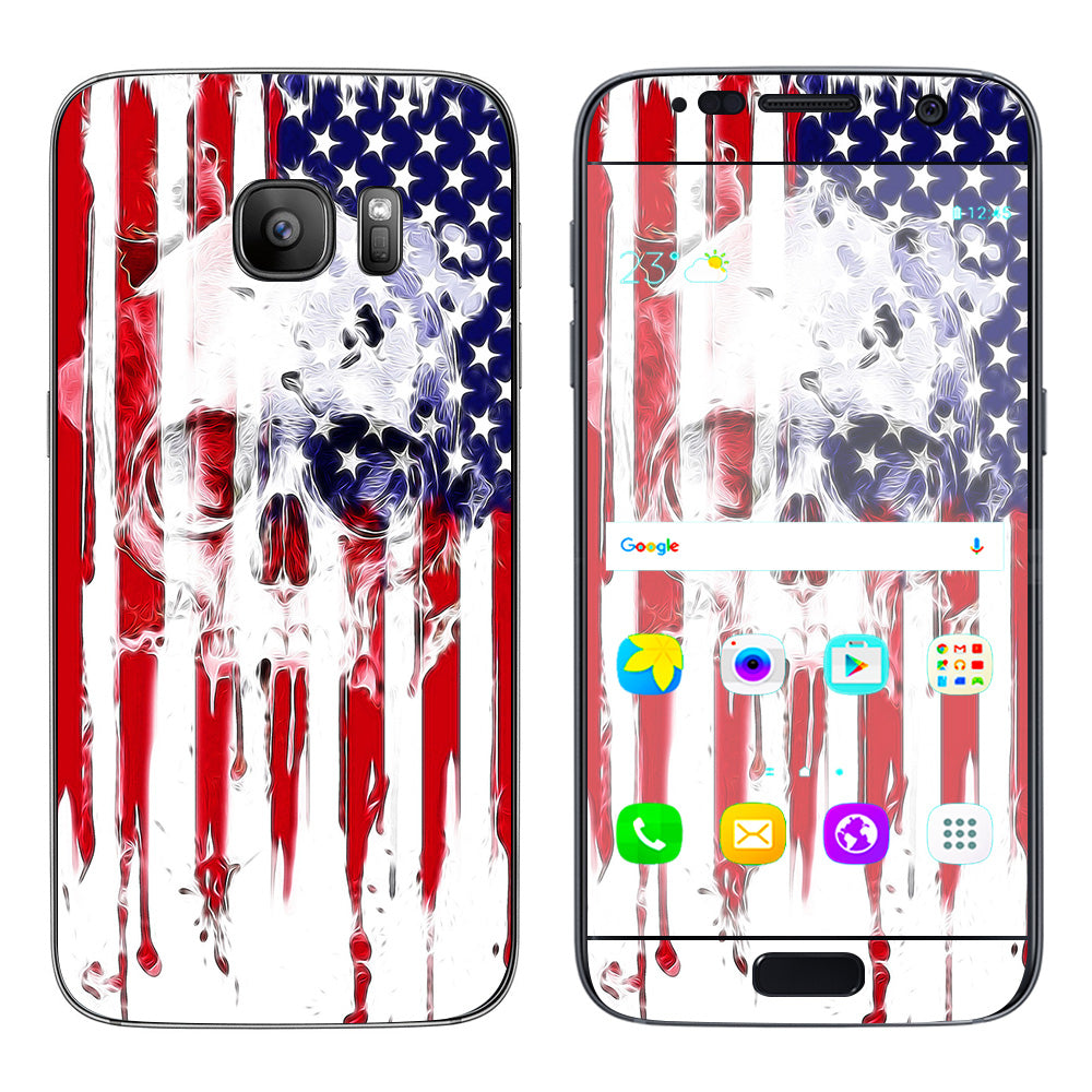  U.S.A. Flag Skull Drip Samsung Galaxy S7 Skin