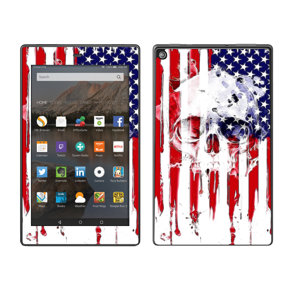  U.S.A. Flag Skull Drip Amazon Fire HD 8 Skin