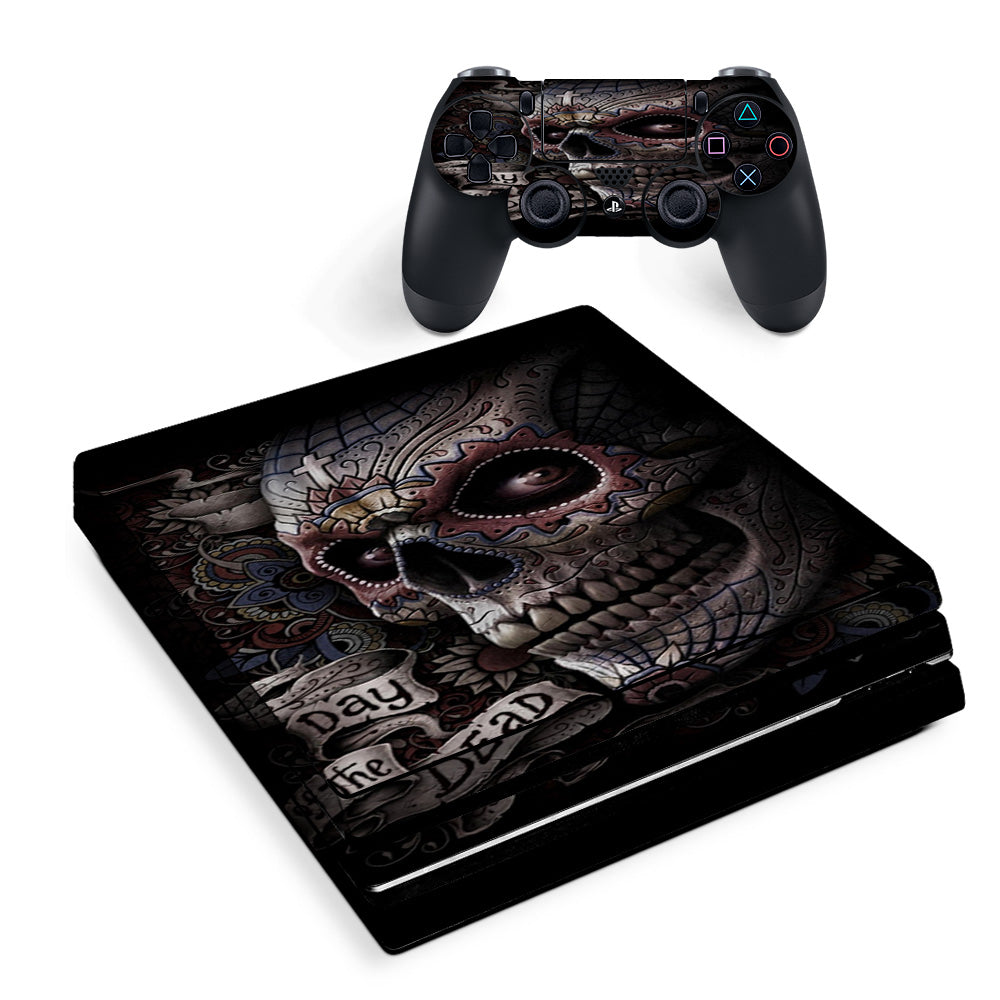 Skin Decal Vinyl Wrap For Playstation Ps4 Pro Console & Controller Stickers Skins Cover/ Day Of The Dead Skull Sony PS4 Pro Skin