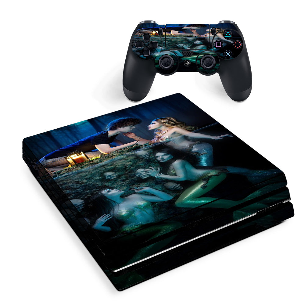 Skin Decal Vinyl Wrap For Playstation Ps4 Pro Console & Controller Stickers Skins Cover/ Sirens Mermaids Under Water  Sony PS4 Pro Skin
