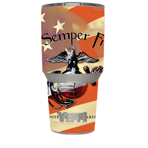  Semper Fi Usmc America Yeti 30oz Rambler Tumbler Skin