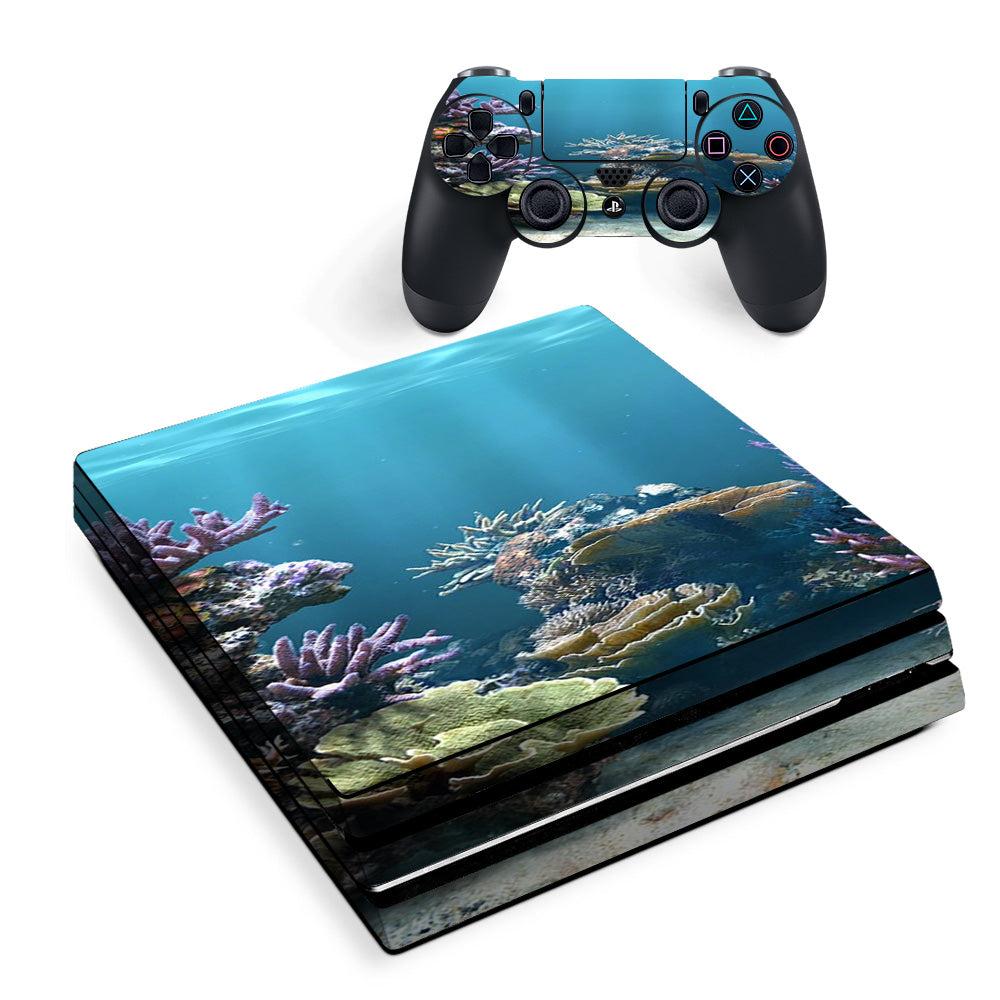 Skin Decal Vinyl Wrap For Playstation Ps4 Pro Console & Controller Stickers Skins Cover/ Under Water Coral Live Sony PS4 Pro Skin