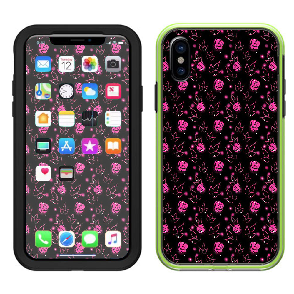  Pink Rose Pattern Lifeproof Slam Case iPhone X Skin