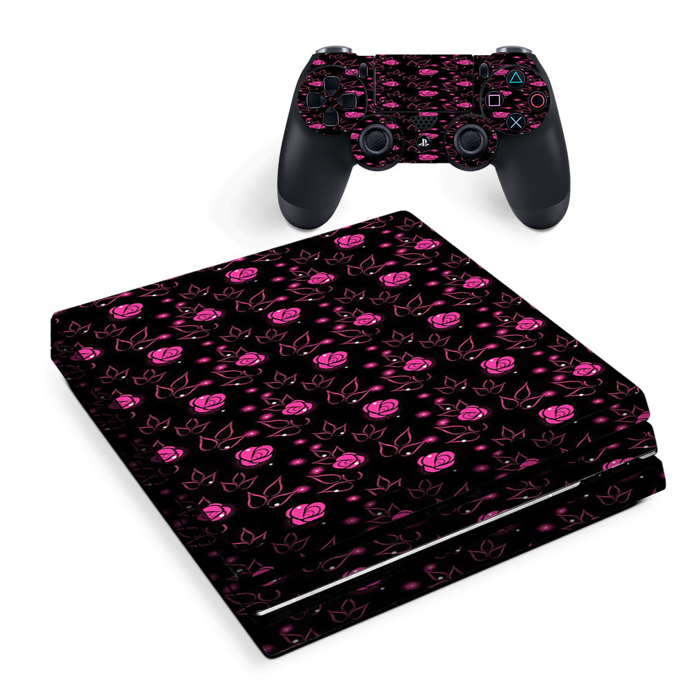 Skin Decal Vinyl Wrap For Playstation Ps4 Pro Console & Controller Stickers Skins Cover/ Pink Rose Pattern Sony PS4 Pro Skin