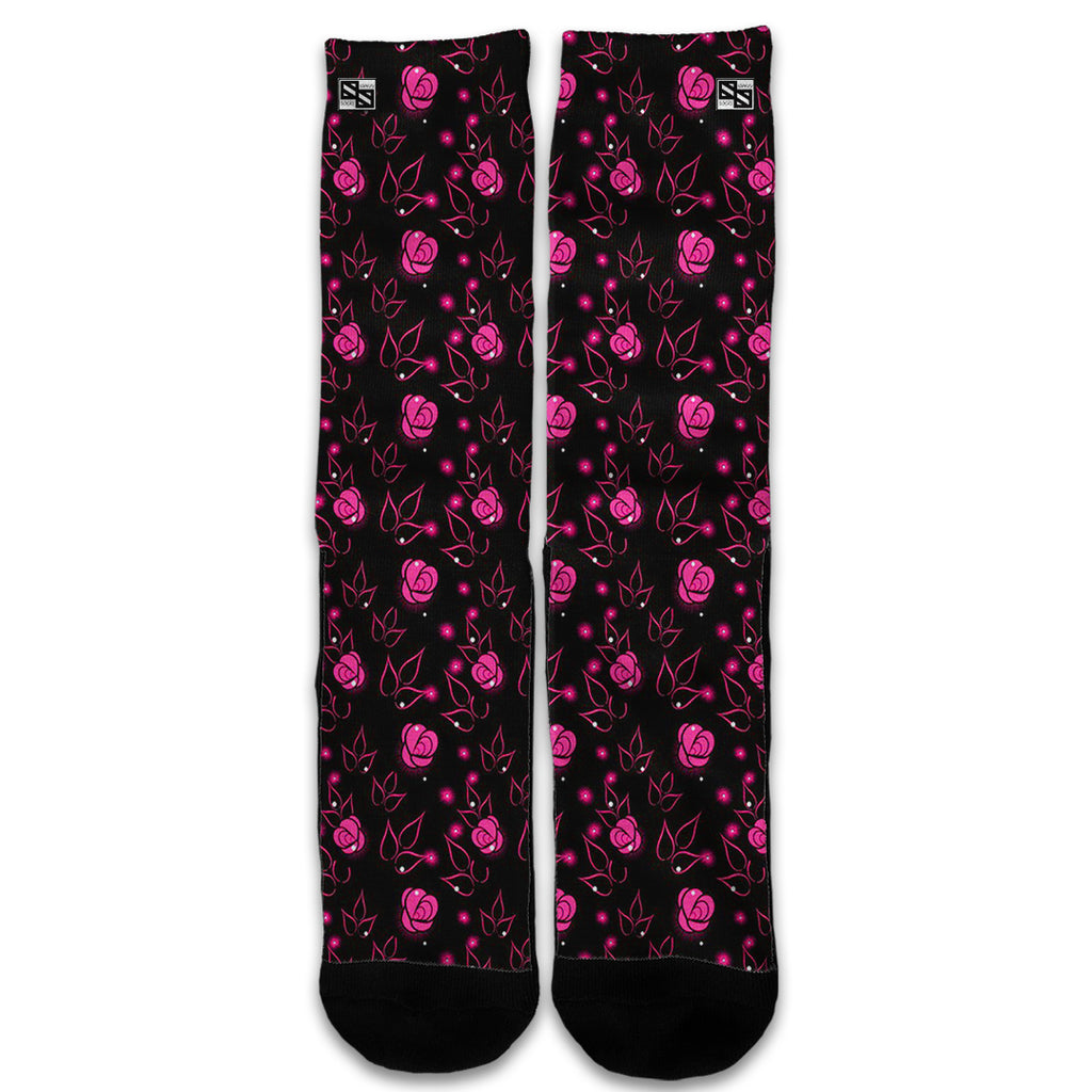  Pink Rose Pattern Universal Socks