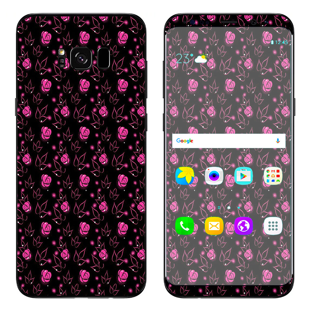  Pink Rose Pattern Samsung Galaxy S8 Skin
