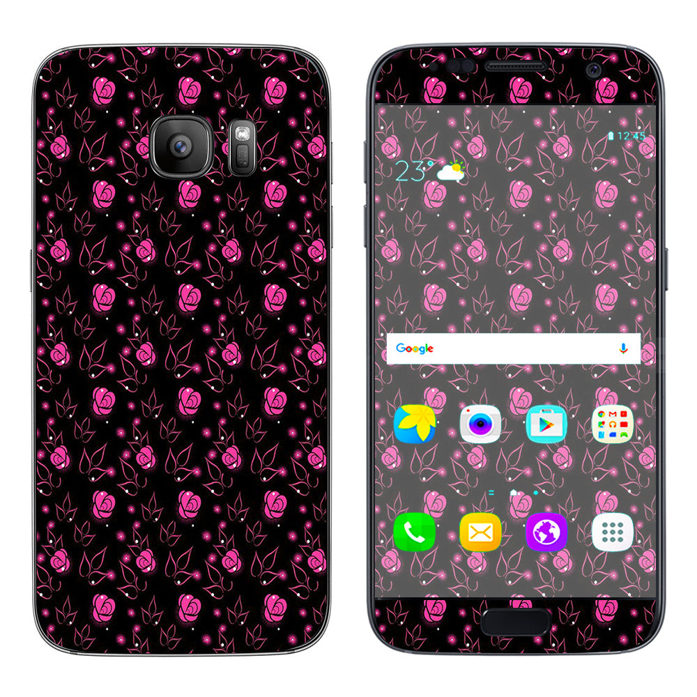  Pink Rose Pattern Samsung Galaxy S7 Skin