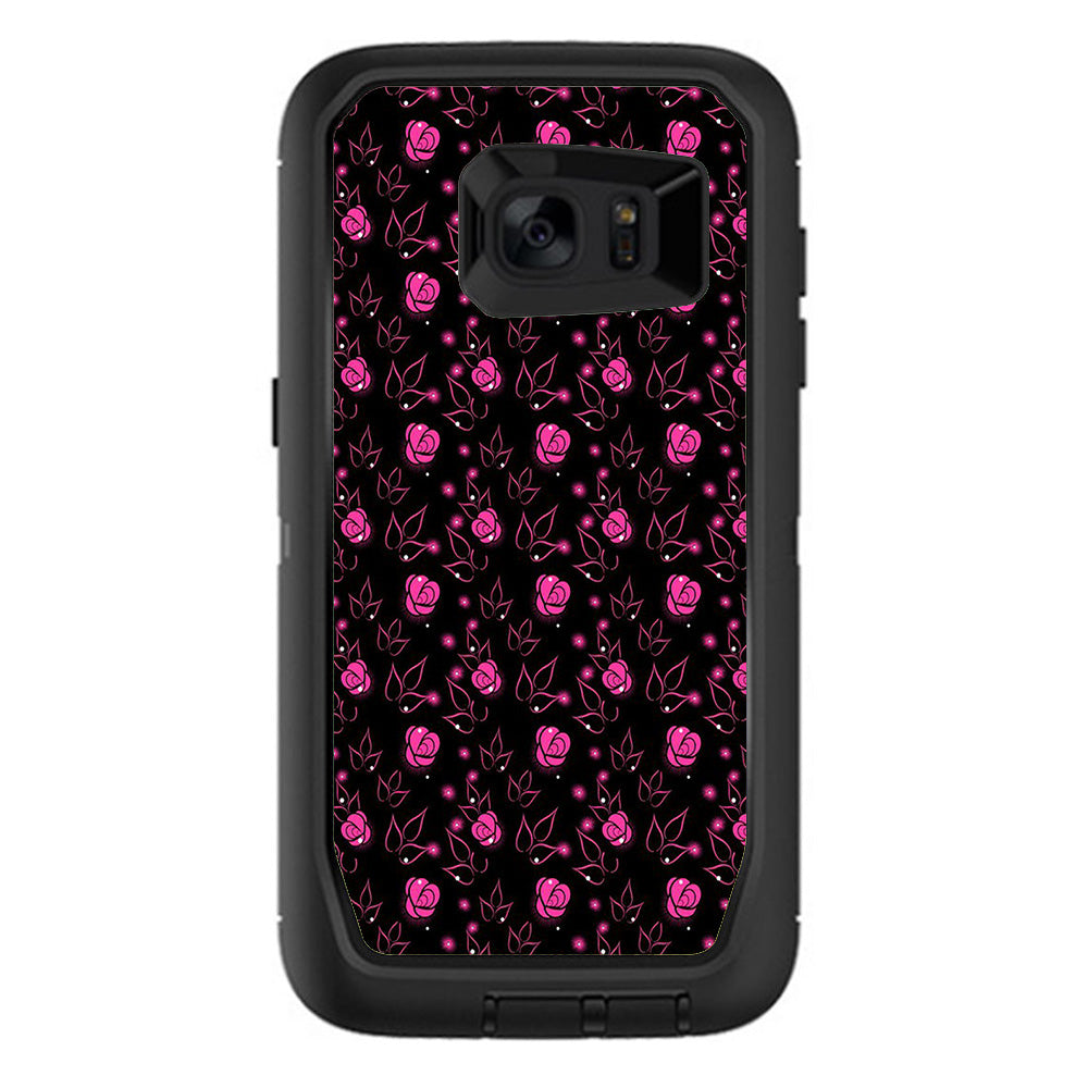  Pink Rose Pattern Otterbox Defender Samsung Galaxy S7 Edge Skin
