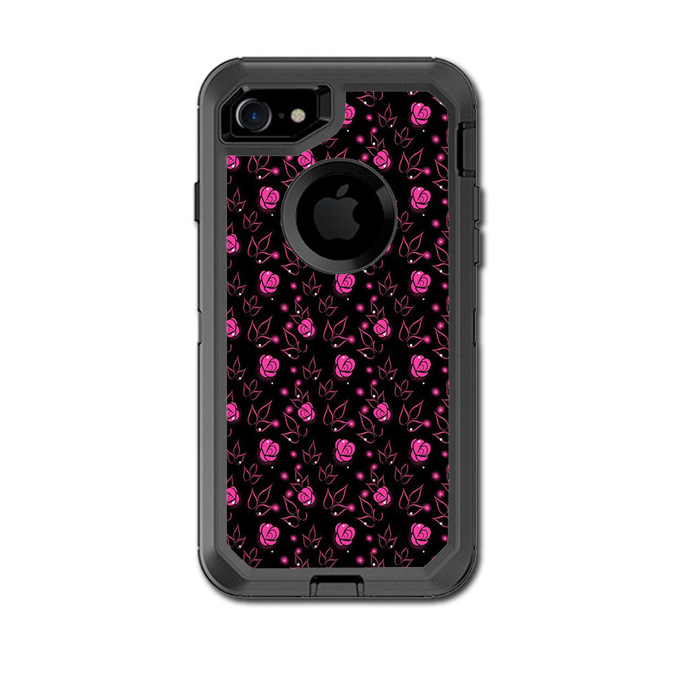  Pink Rose Pattern Otterbox Defender iPhone 7 or iPhone 8 Skin