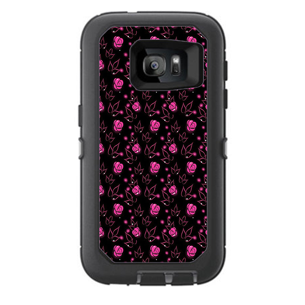  Pink Rose Pattern Otterbox Defender Samsung Galaxy S7 Skin