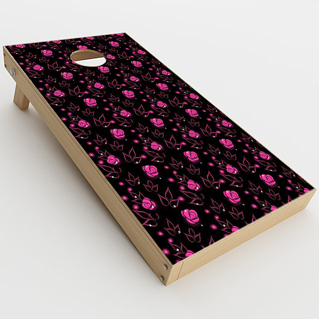  Pink Rose Pattern Cornhole Game Boards  Skin
