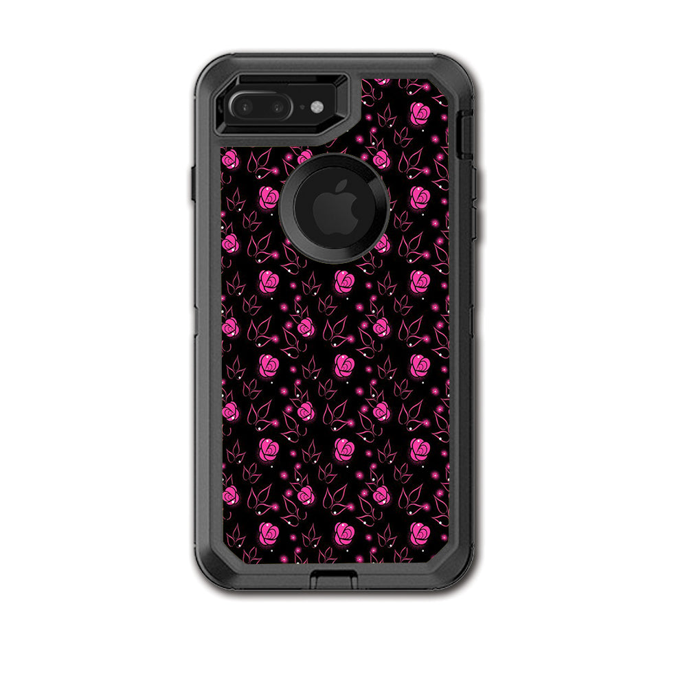  Pink Rose Pattern Otterbox Defender iPhone 7+ Plus or iPhone 8+ Plus Skin