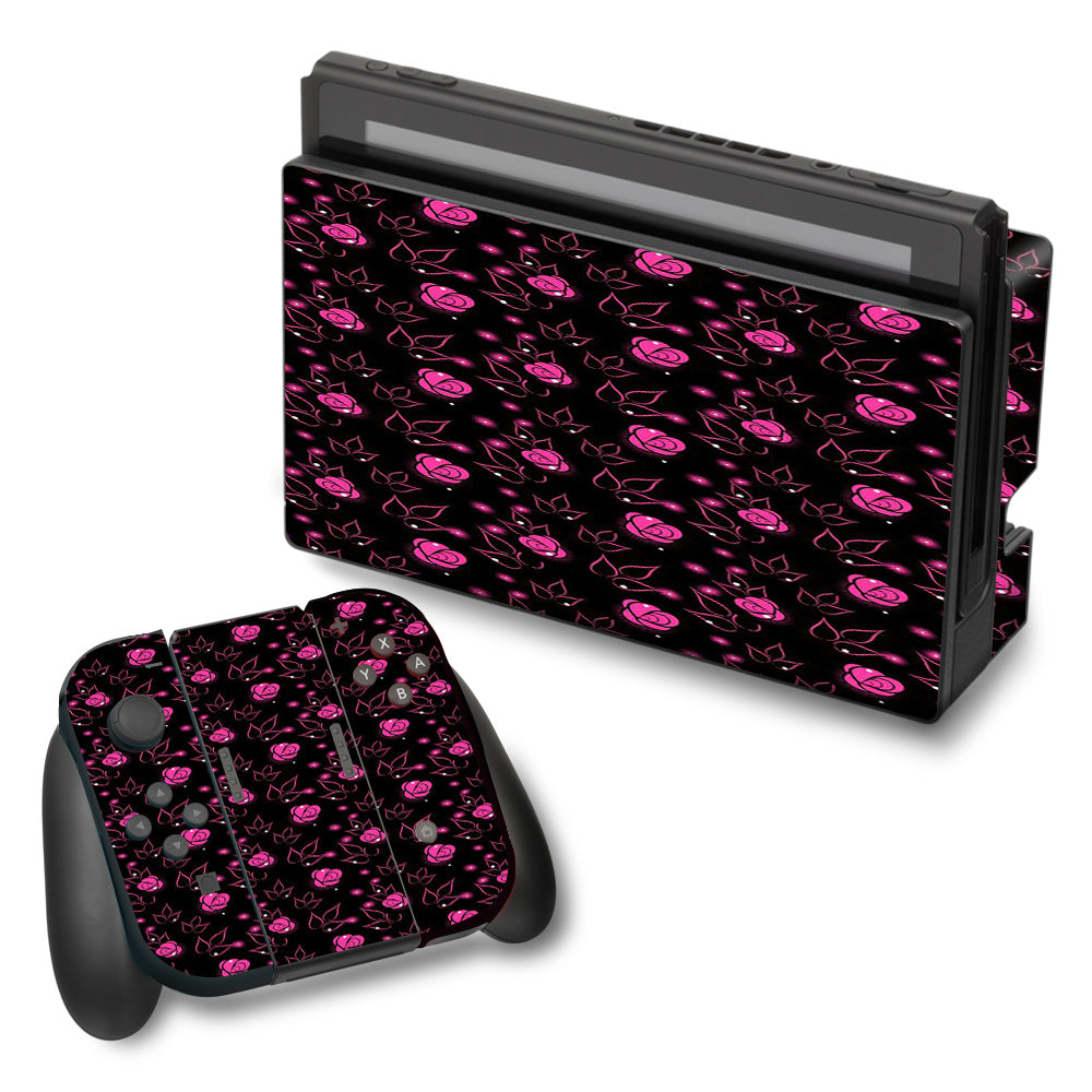  Pink Rose Pattern Nintendo Switch Skin