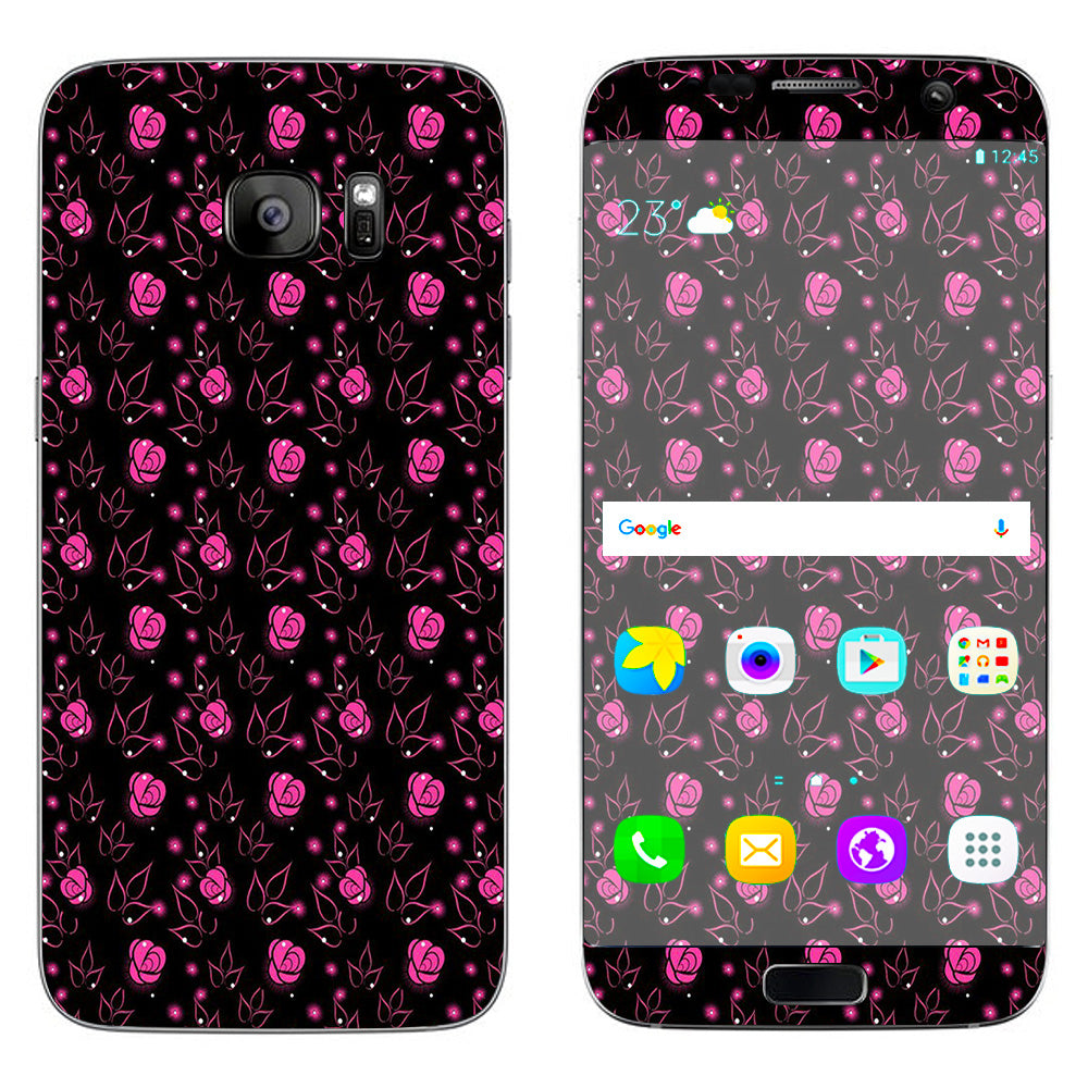  Pink Rose Pattern Samsung Galaxy S7 Edge Skin