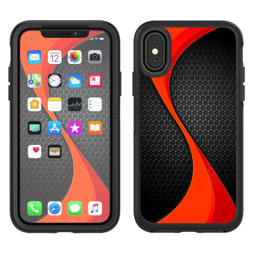  Red Twist Black Metallic Otterbox Defender Apple iPhone X Skin