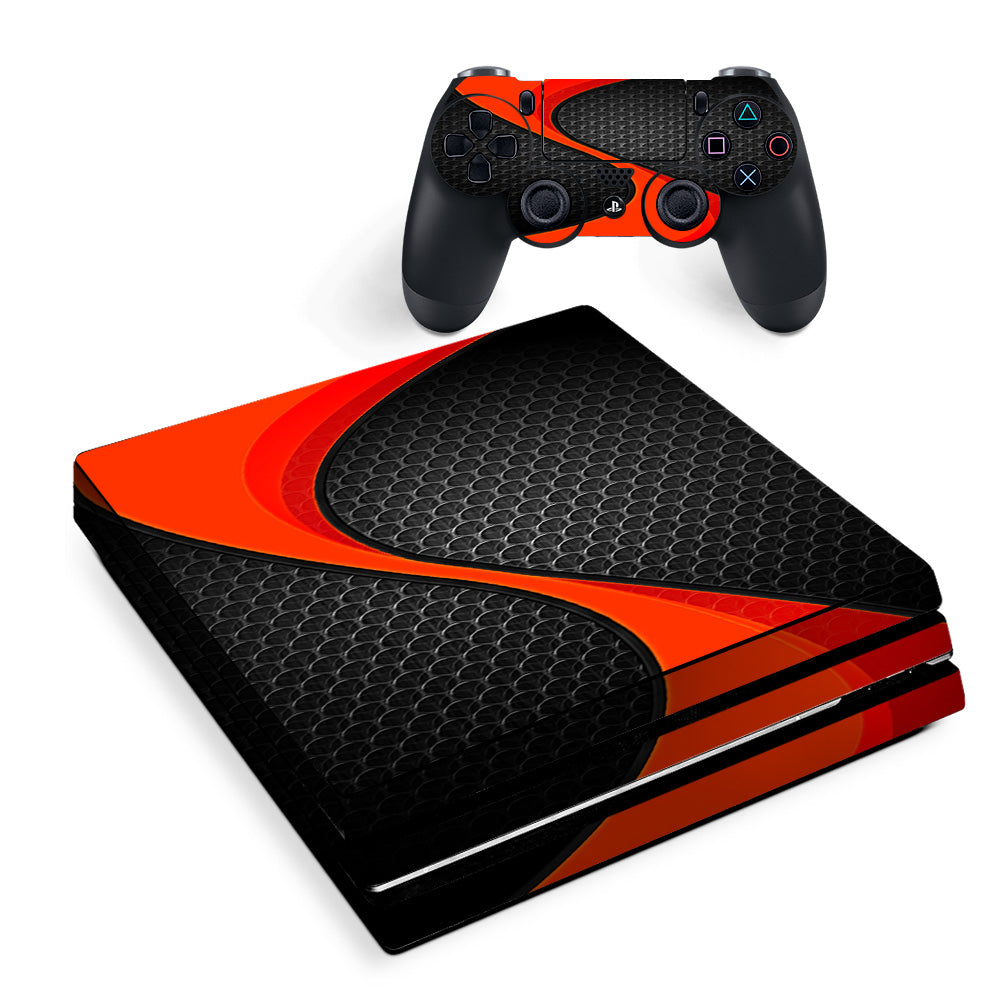 Skin Decal Vinyl Wrap For Playstation Ps4 Pro Console & Controller Stickers Skins Cover/ Red Twist Black Metallic Sony PS4 Pro Skin