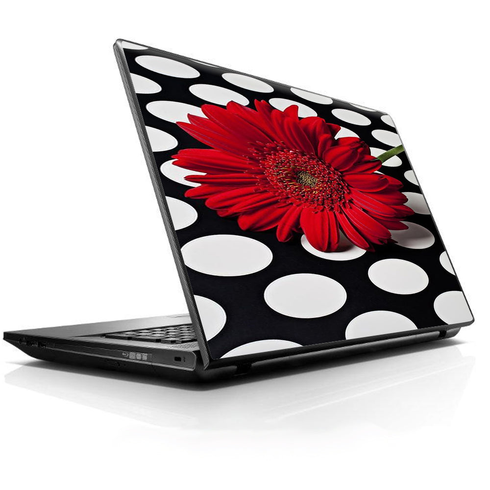  Red Flower On Polka Dots Universal 13 to 16 inch wide laptop Skin