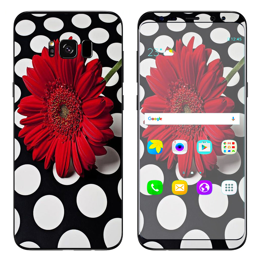  Red Flower On Polka Dots Samsung Galaxy S8 Plus Skin
