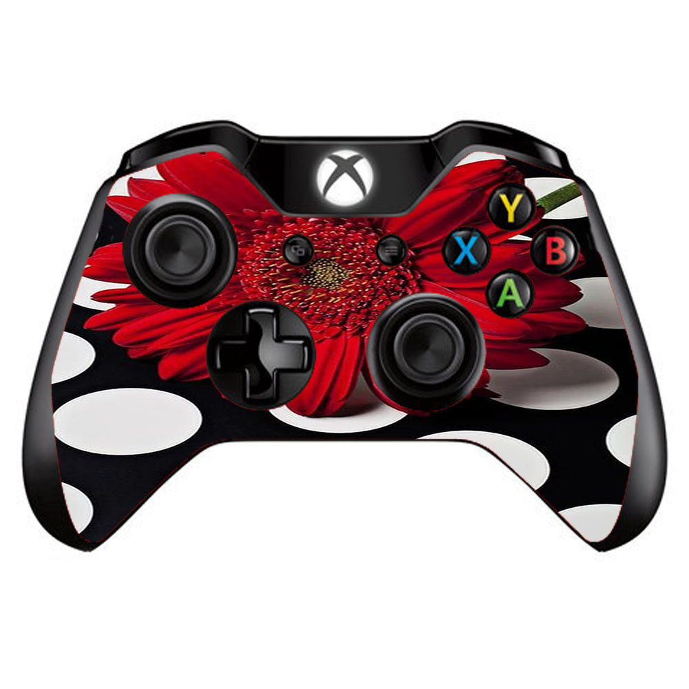  Red Flower On Polka Dots Microsoft Xbox One Controller Skin